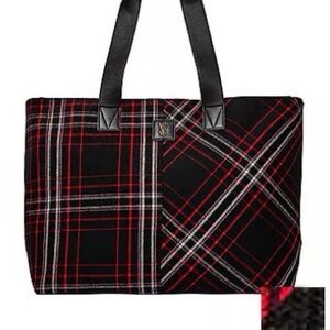 Victoria's Secret Black and Red Plaid Tote
